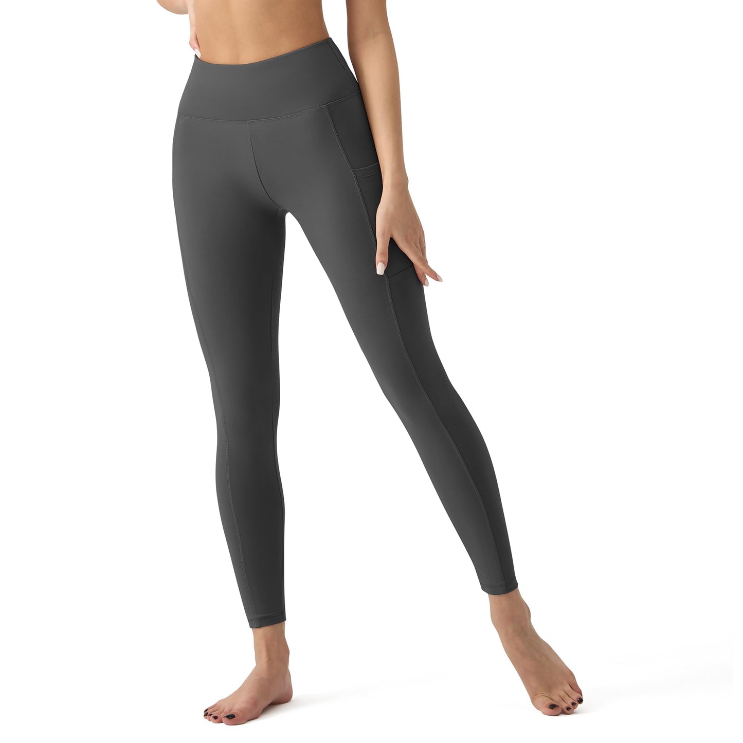 High Waisted Leggings for Women with Pockets - Tummy Control Yoga Pants for Workout Running Athletic No See Through Navy Blue