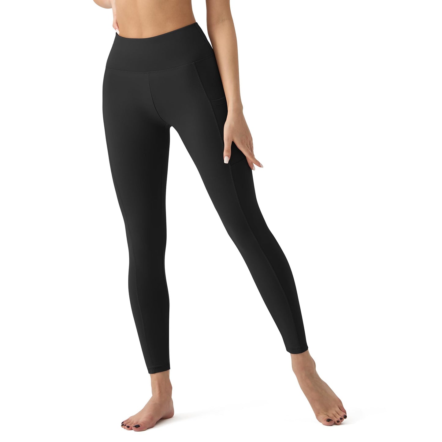 High Waisted Leggings for Women with Pockets - Tummy Control Yoga Pants for Workout Running Athletic No See Through Navy Blue