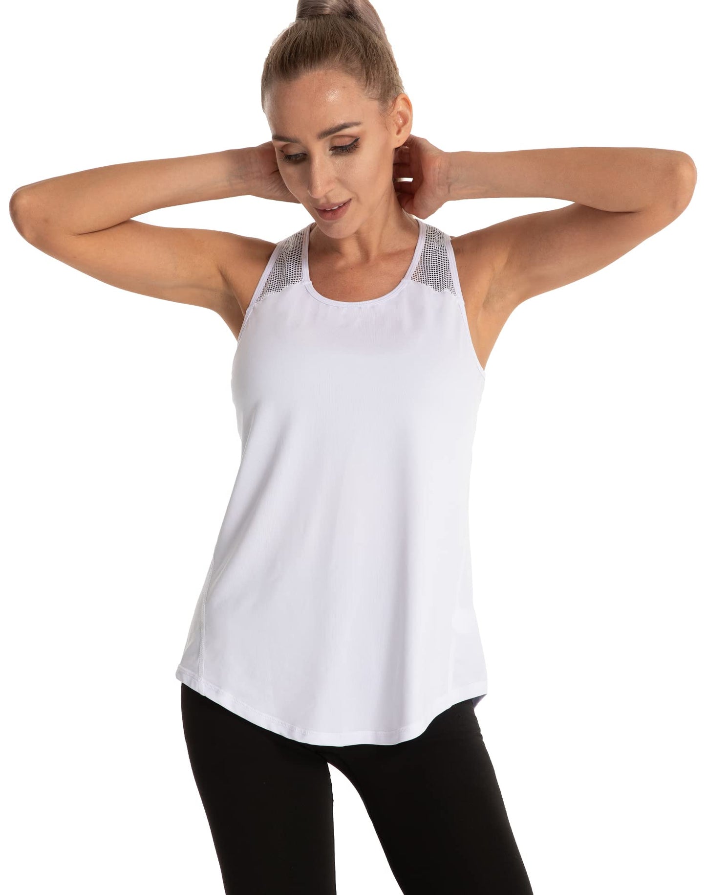 Women's Workout Tank Tops for Women Racerback Tank Tops Mesh Yoga Shirts Athletic Running Tank Tops Sleeveless Gym Clothes Orange