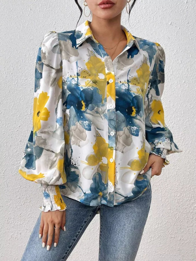 Floral Print Long Sleeve Blouse