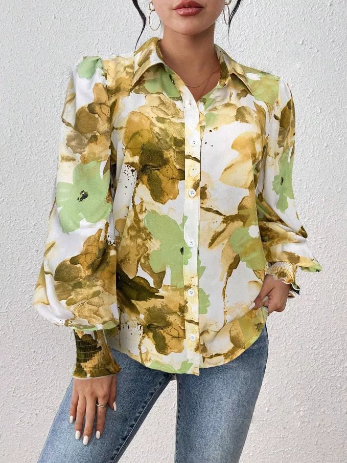 Floral Print Long Sleeve Blouse