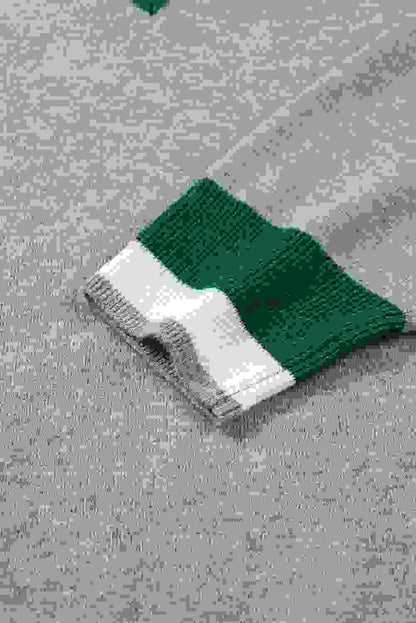 Varsity Stripe Contrast Trim V-Neck Sweater