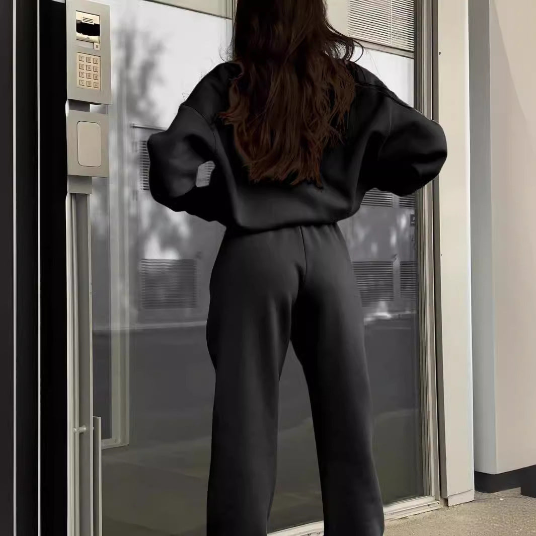 Long-sleeved Sports Sweatsuit Stand-up Collar Zip-up Top And Elastic Band Trousers With Pocket - The Eggy's store
