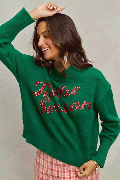 SO ME Sequins Lettering Christmas Holiday Sweater