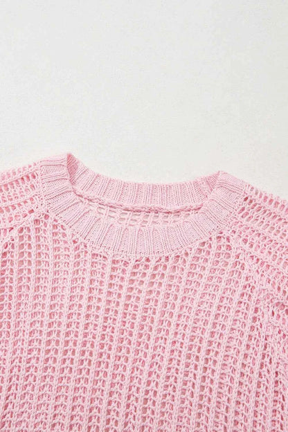 Hollow-out Crochet Side Tied Short Sleeve Knit Cover Up