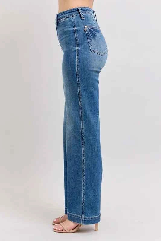 Judy Blue Full Size High Waist Contrast Thread Straight Plus Size