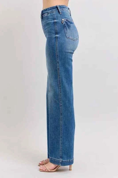 Judy Blue Full Size High Waist Contrast Thread Straight Plus Size