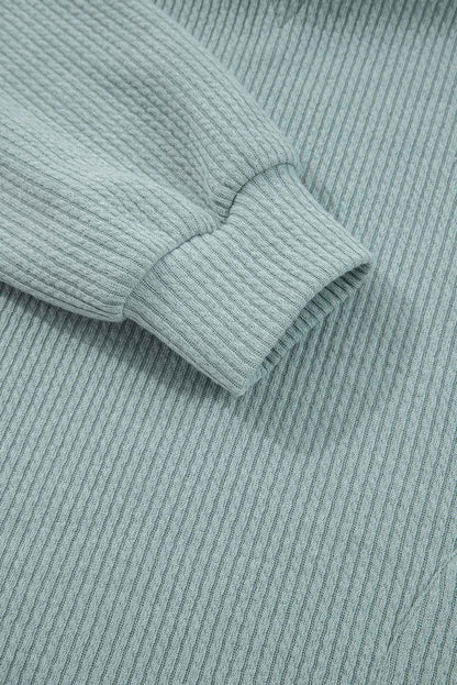 Solid Ribbed Drop Shoulder Hoodie