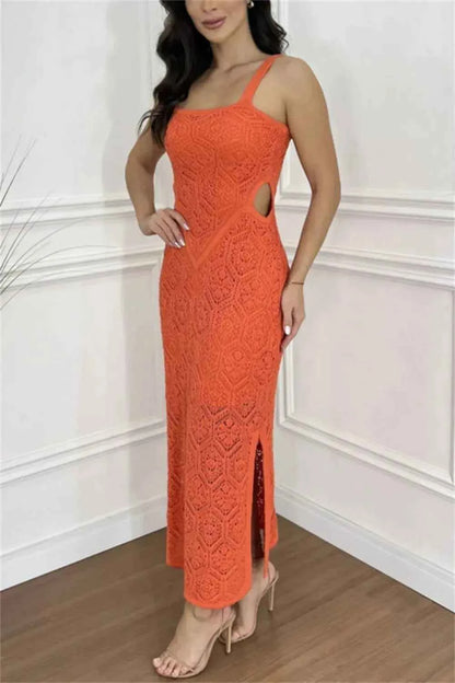 Cutout Side Slit Maxi Tank Dress