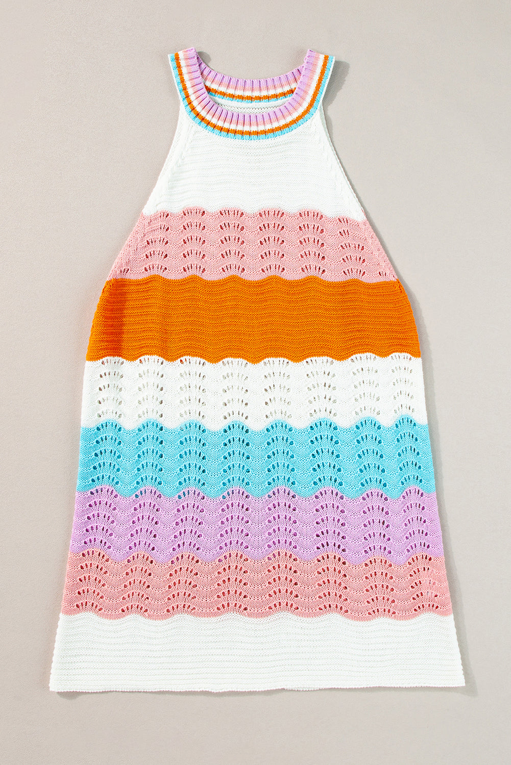 Wavy Stripe Textured Knit Tank Top