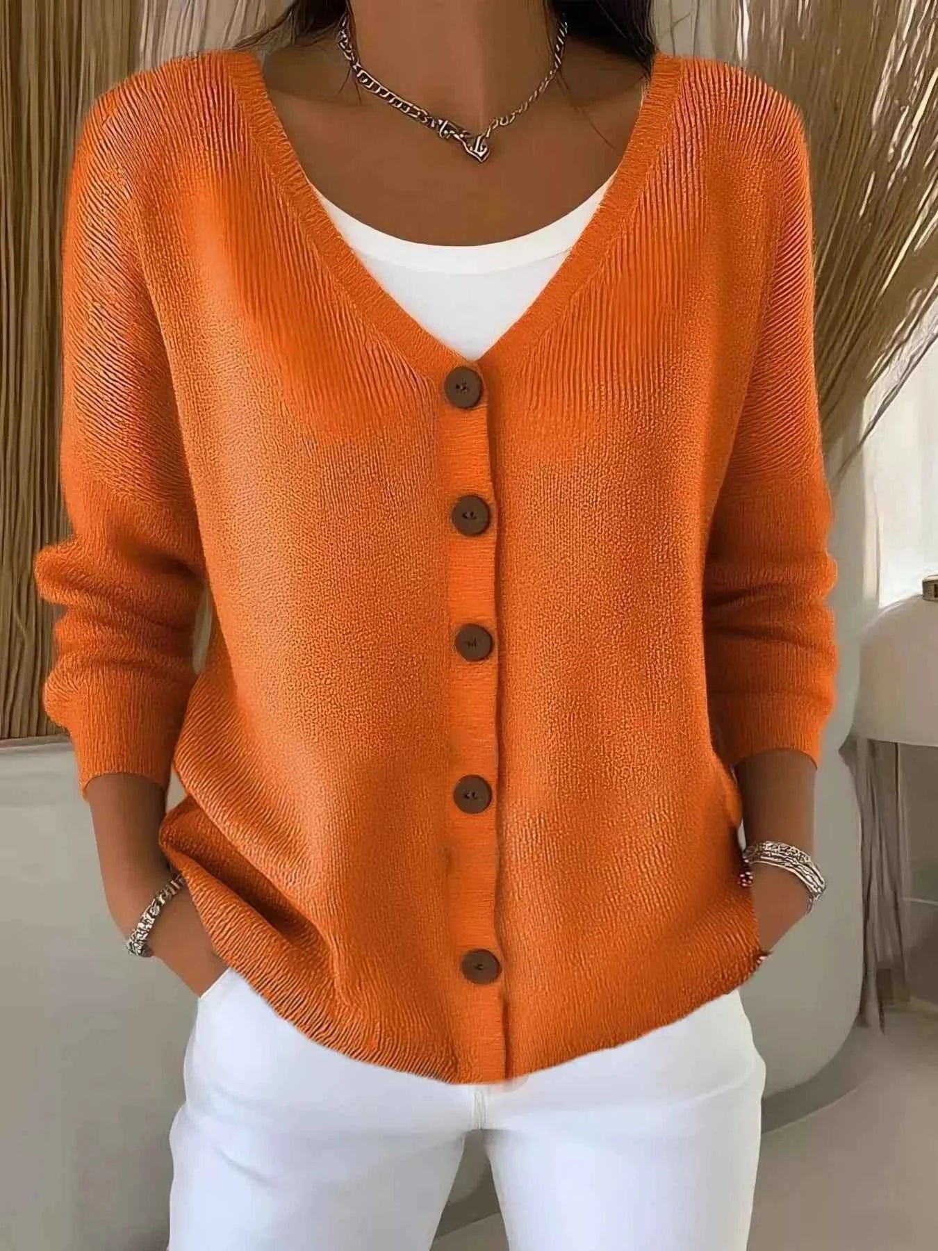 Full Size V-Neck Button-Down Knit Sweater Plus Size
