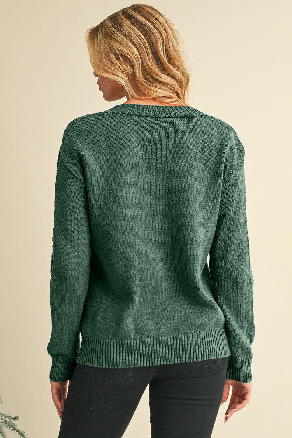 Dark Khaki Hollow Knit Drop Shoulder Cardigan - The Eggy's store