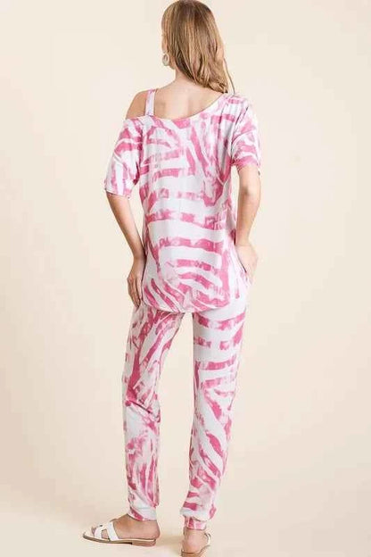 BiBi Zebra Print French Terry Top and Pants Set
