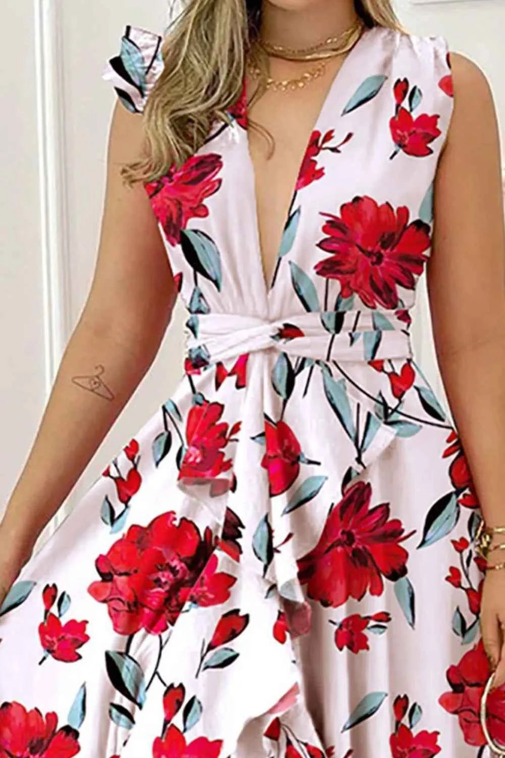 Ruffled Plunge Maxi Dress – Bold & Beautiful Edition