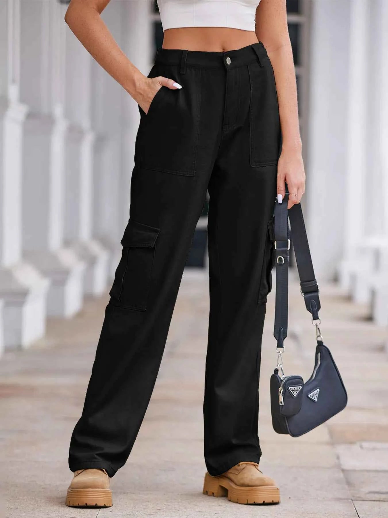 High-Waisted Cargo Jeans