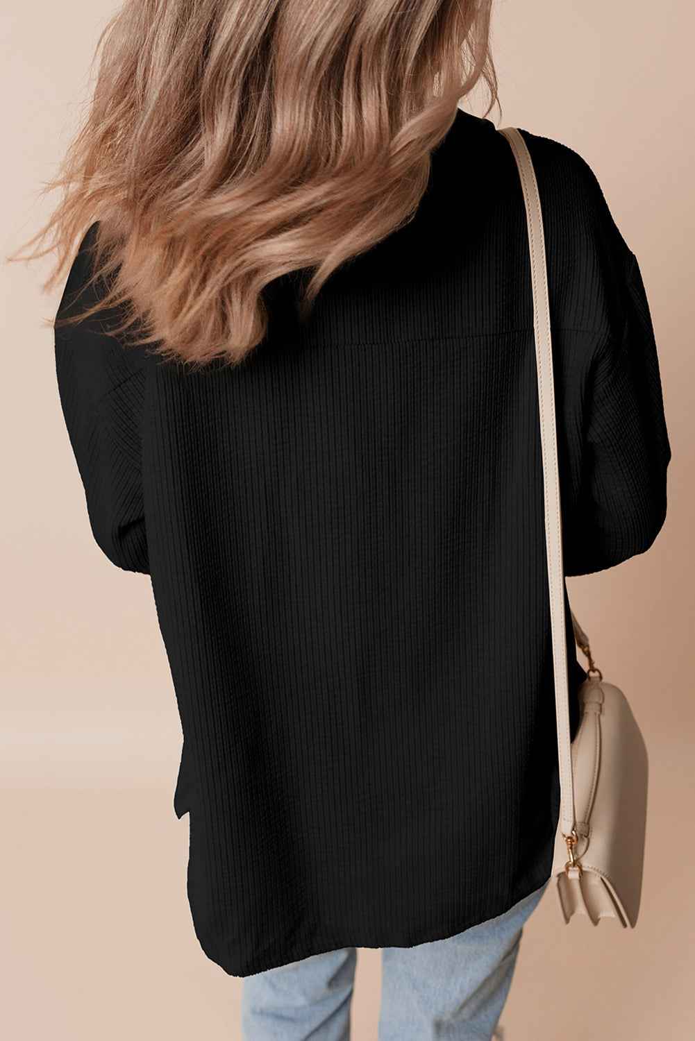 Solid Corduroy Button-Up Pocketed Shacket