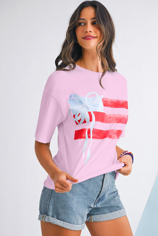 Flag Bow Graphic Crewneck Women's T-Shirt