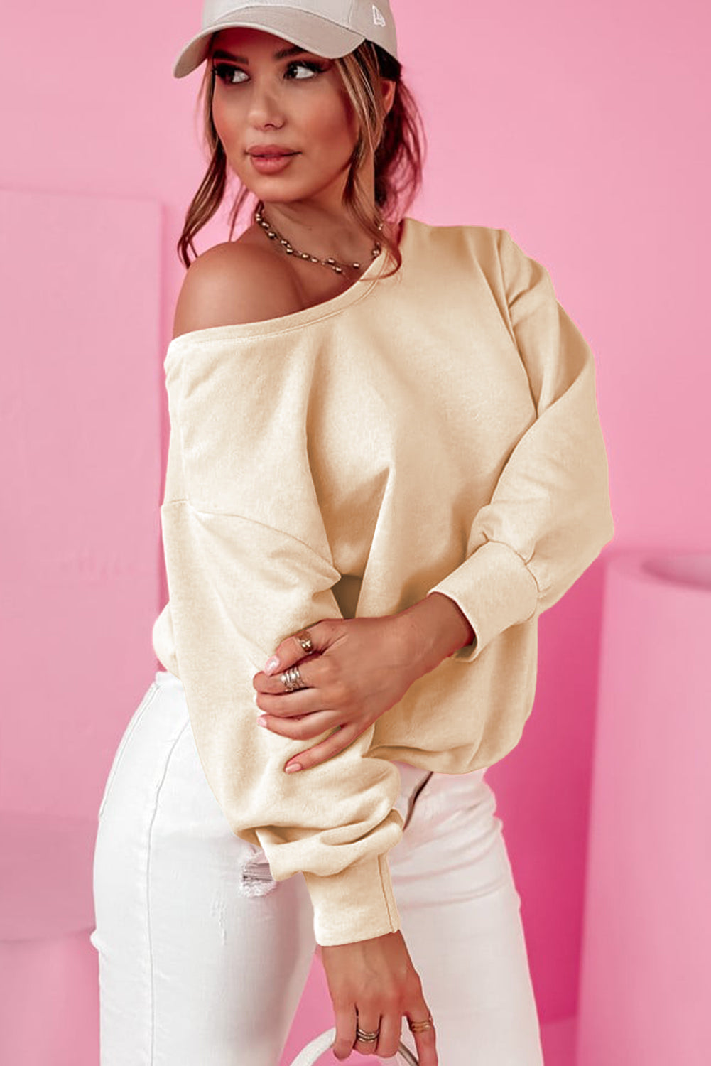 Pale Chestnut Bowknot Dewback Round Neck Women's Sweatshirt