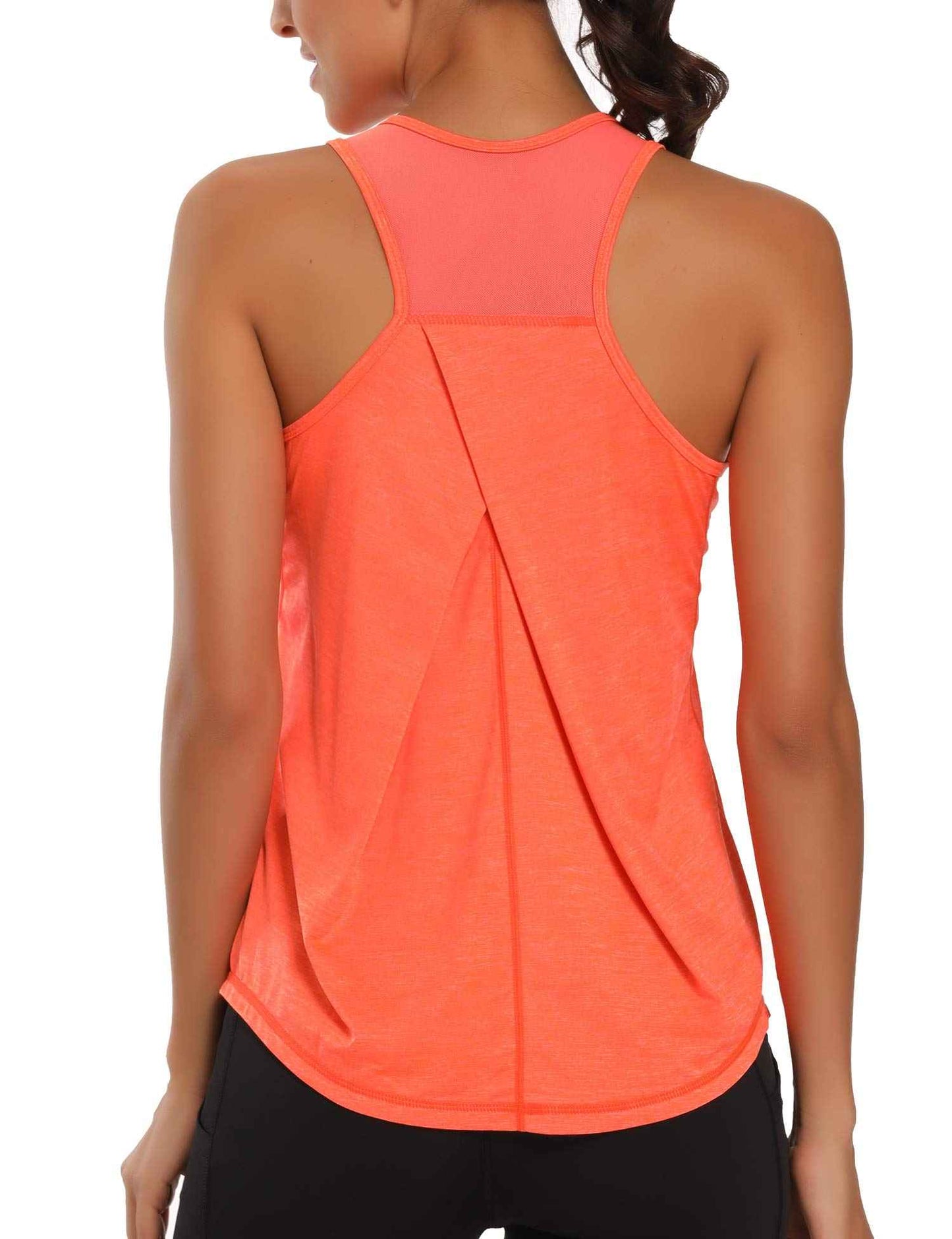 Women's Workout Tank Tops for Women Racerback Tank Tops Mesh Yoga Shirts Athletic Running Tank Tops Sleeveless Gym Clothes Orange