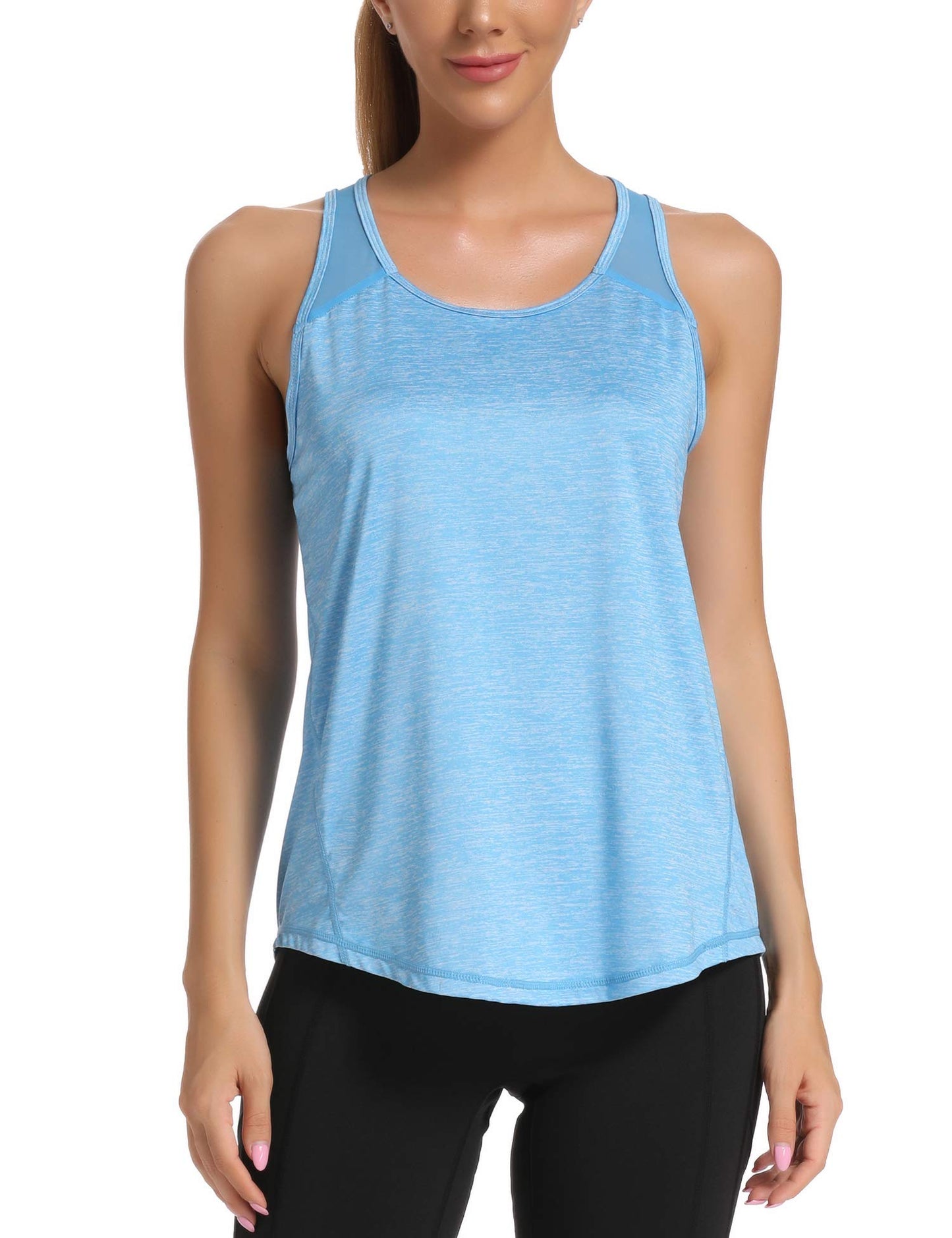 Women's Workout Tank Tops for Women Racerback Tank Tops Mesh Yoga Shirts Athletic Running Tank Tops Sleeveless Gym Clothes Orange