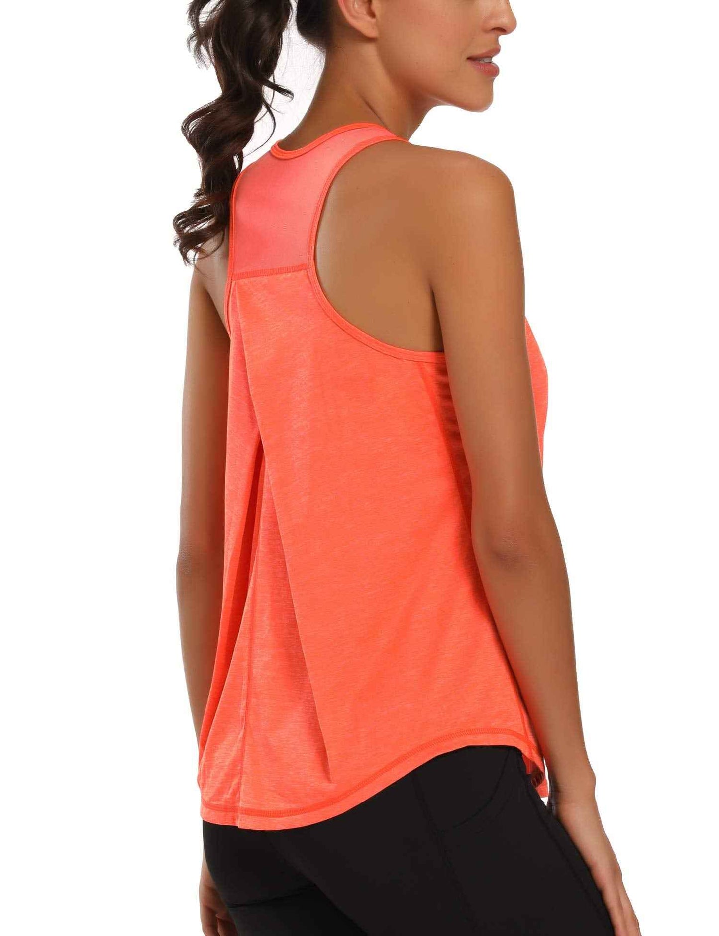 Women's Workout Tank Tops for Women Racerback Tank Tops Mesh Yoga Shirts Athletic Running Tank Tops Sleeveless Gym Clothes Orange