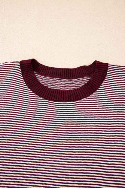 Stripe Colorblock Patchwork Dolman Sleeve Sweater