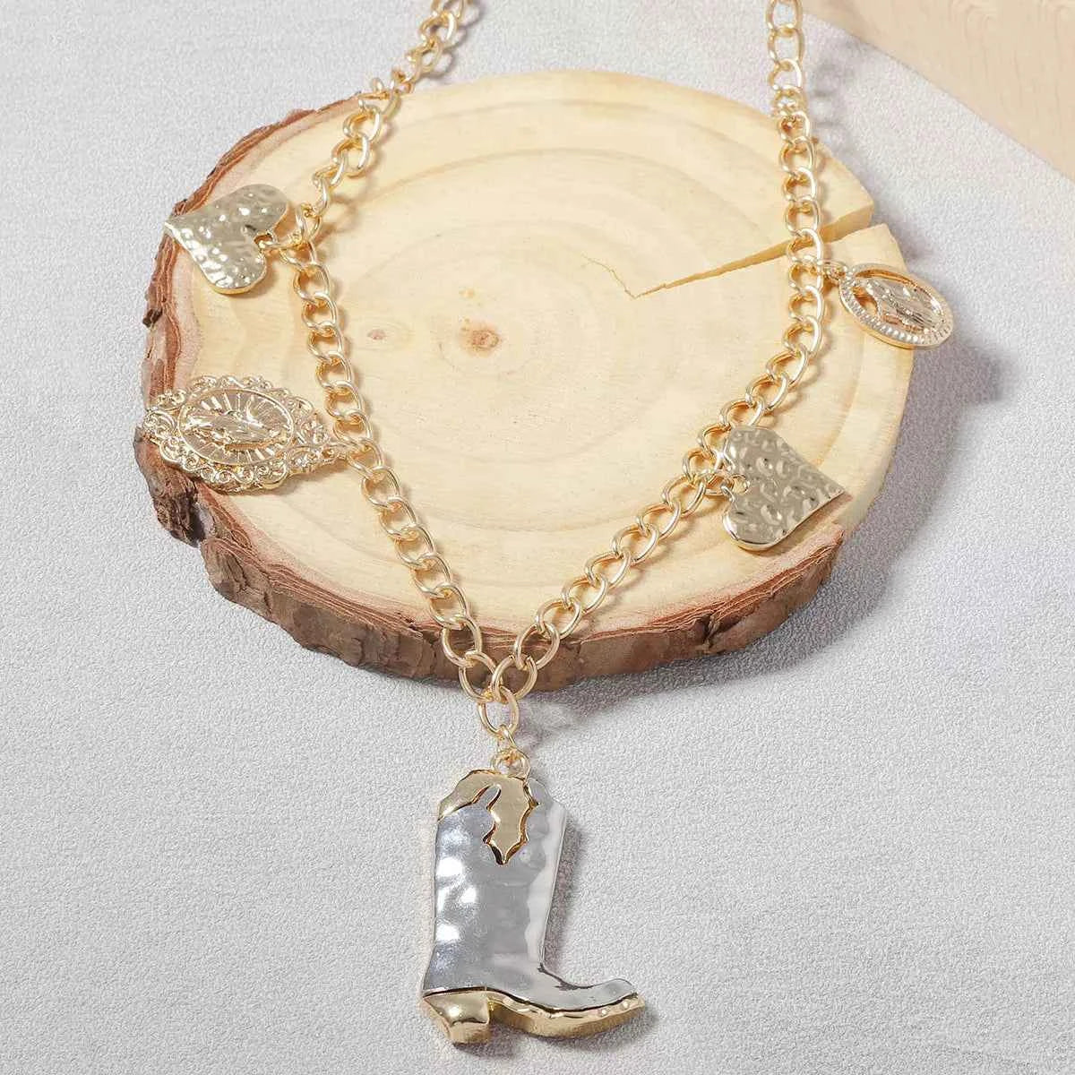 18K Gold-Plated Boots Charm Necklace