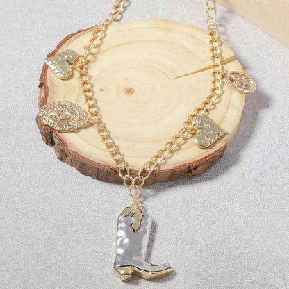 18K Gold-Plated Boots Charm Necklace