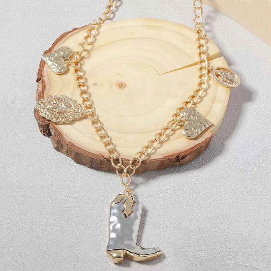 18K Gold-Plated Boots Charm Necklace