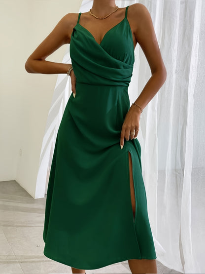 V-neck Slit Sling Dress - Summer Fashion Sexy Slim Suspender Dresses for Women - The Eggy's store