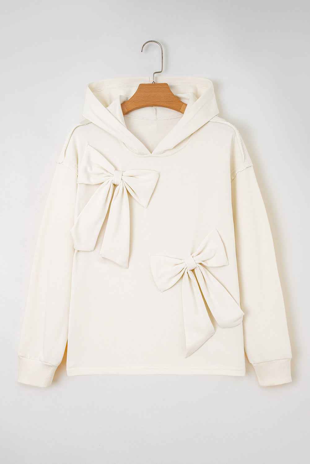 Solid Bow Long Sleeve Hoodie