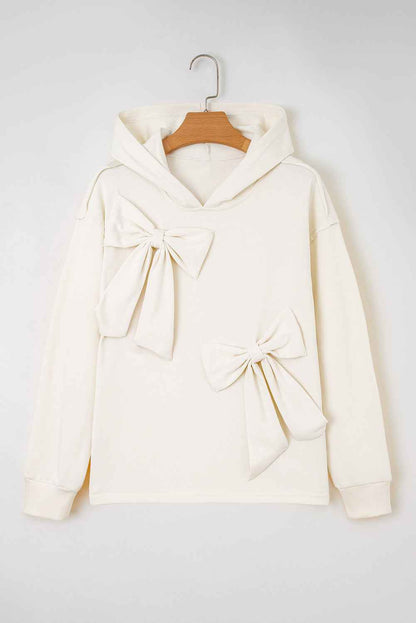 Solid Bow Long Sleeve Hoodie