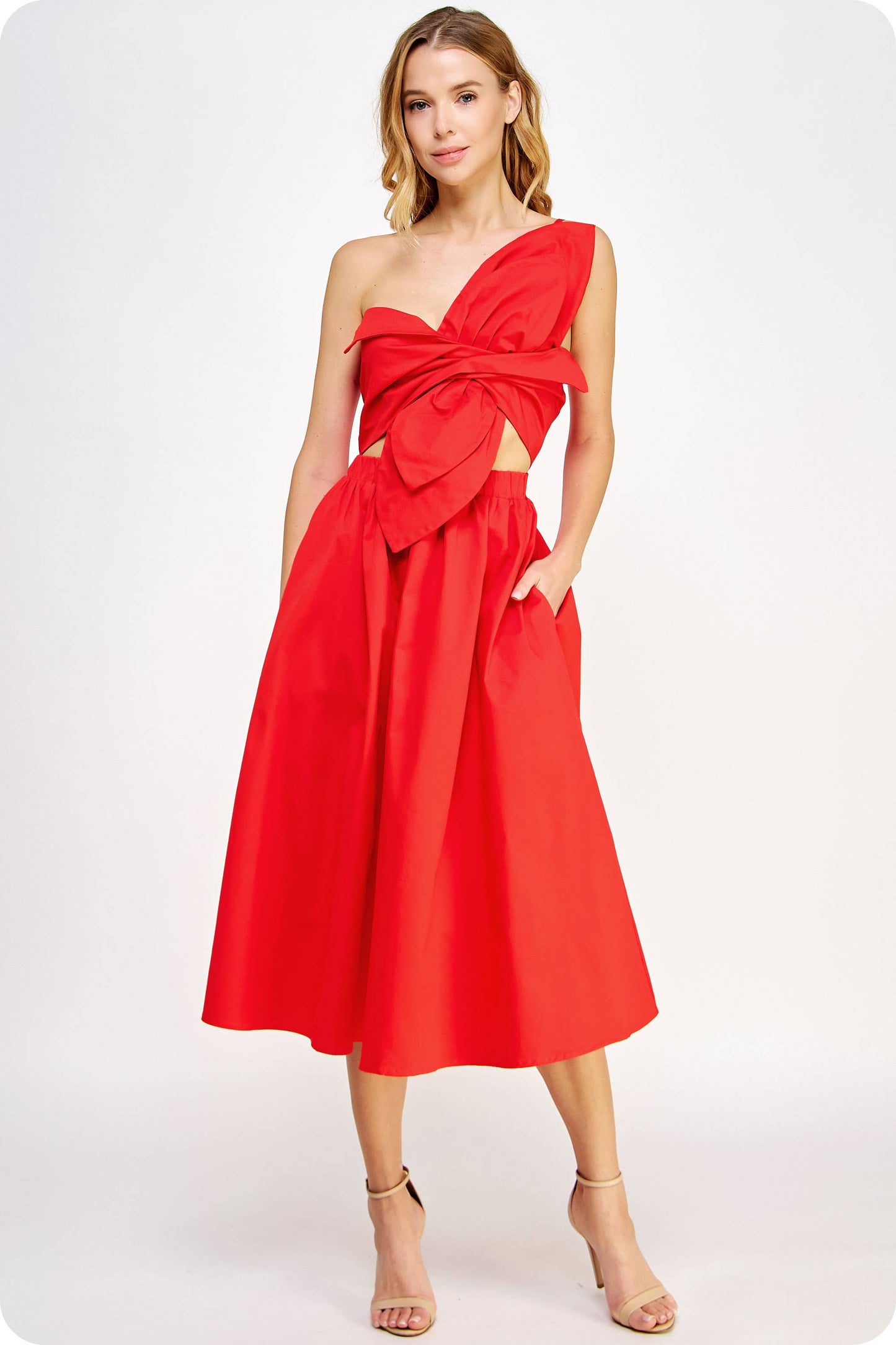 Red Knotted Bow Dress