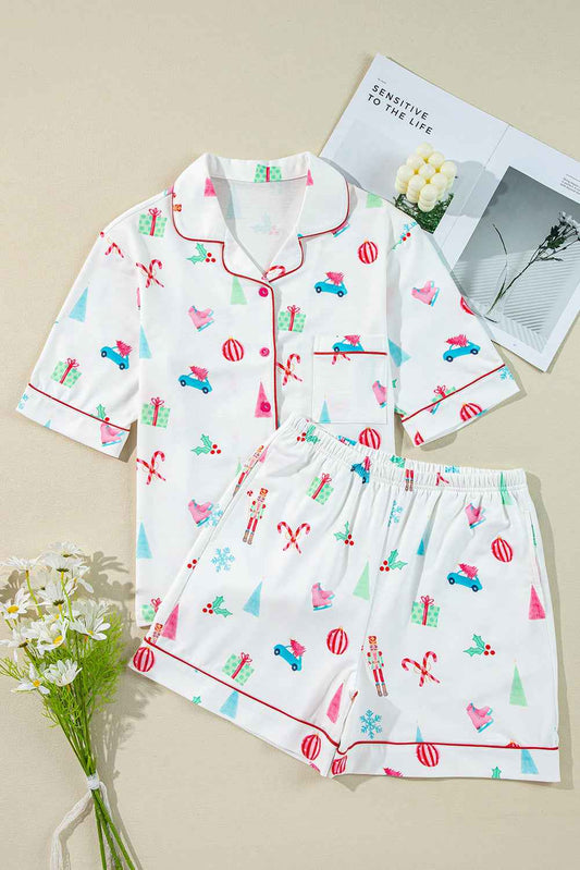 Christmas Short Sleeve Shirt and Shorts Pajama Set