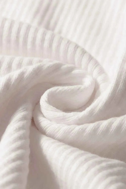 Ribbed Texture Lace Patchwork Short Sleeve Top