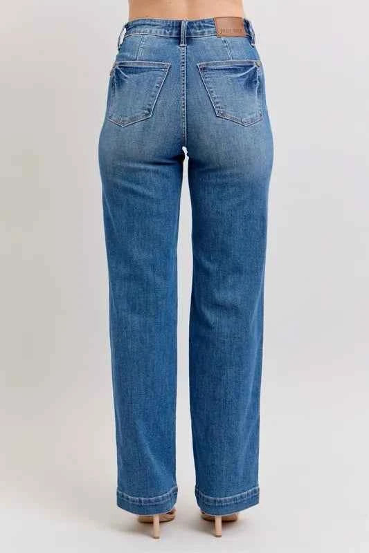 Judy Blue Full Size High Waist Contrast Thread Straight Plus Size