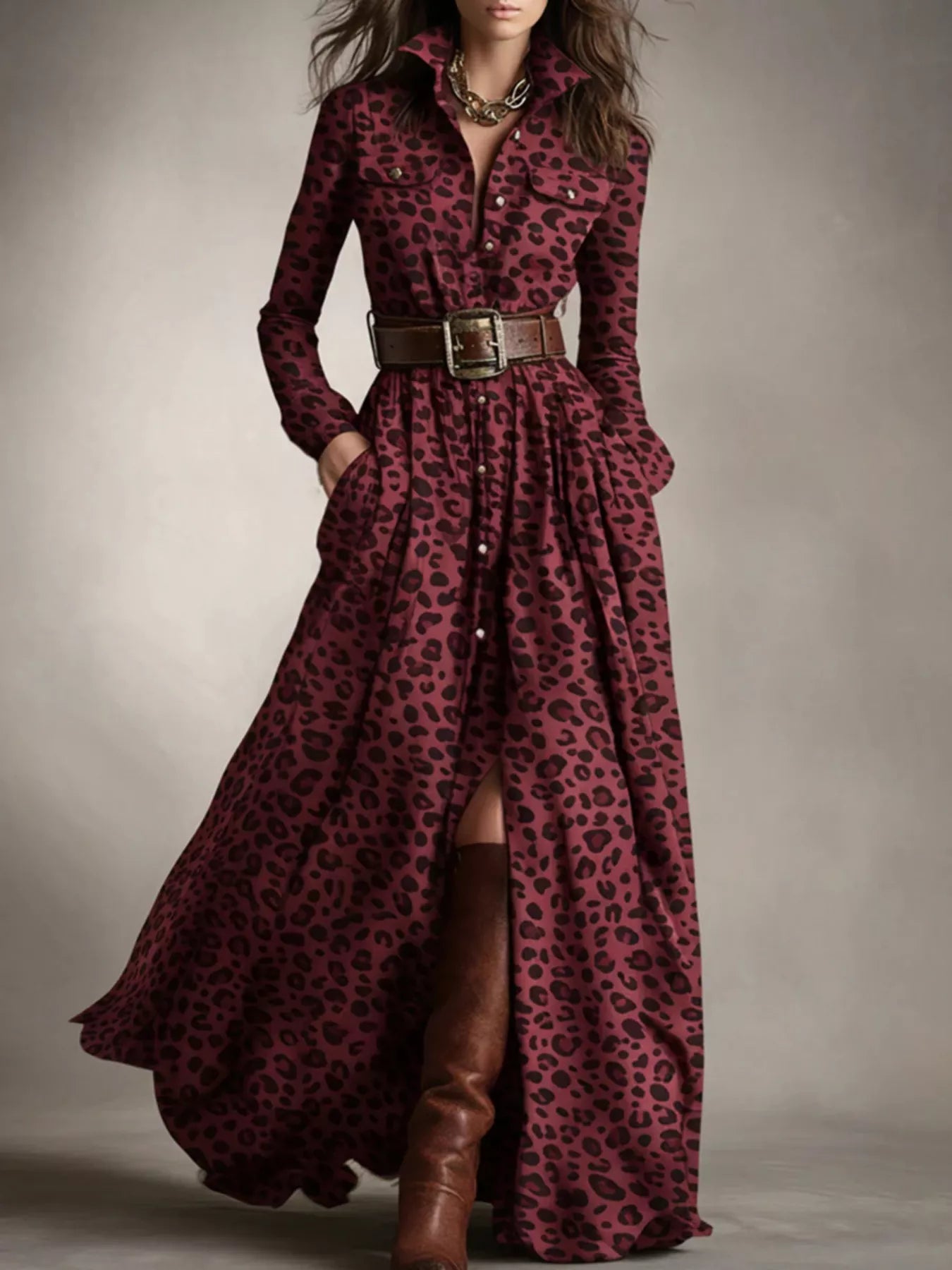 Plaid Button Front Maxi Dress