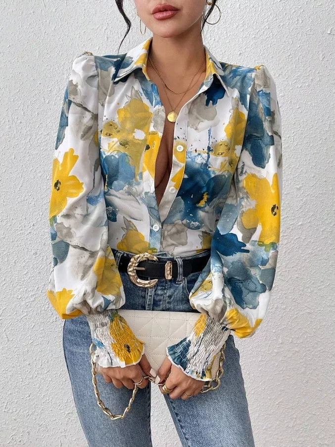 Floral Print Long Sleeve Blouse