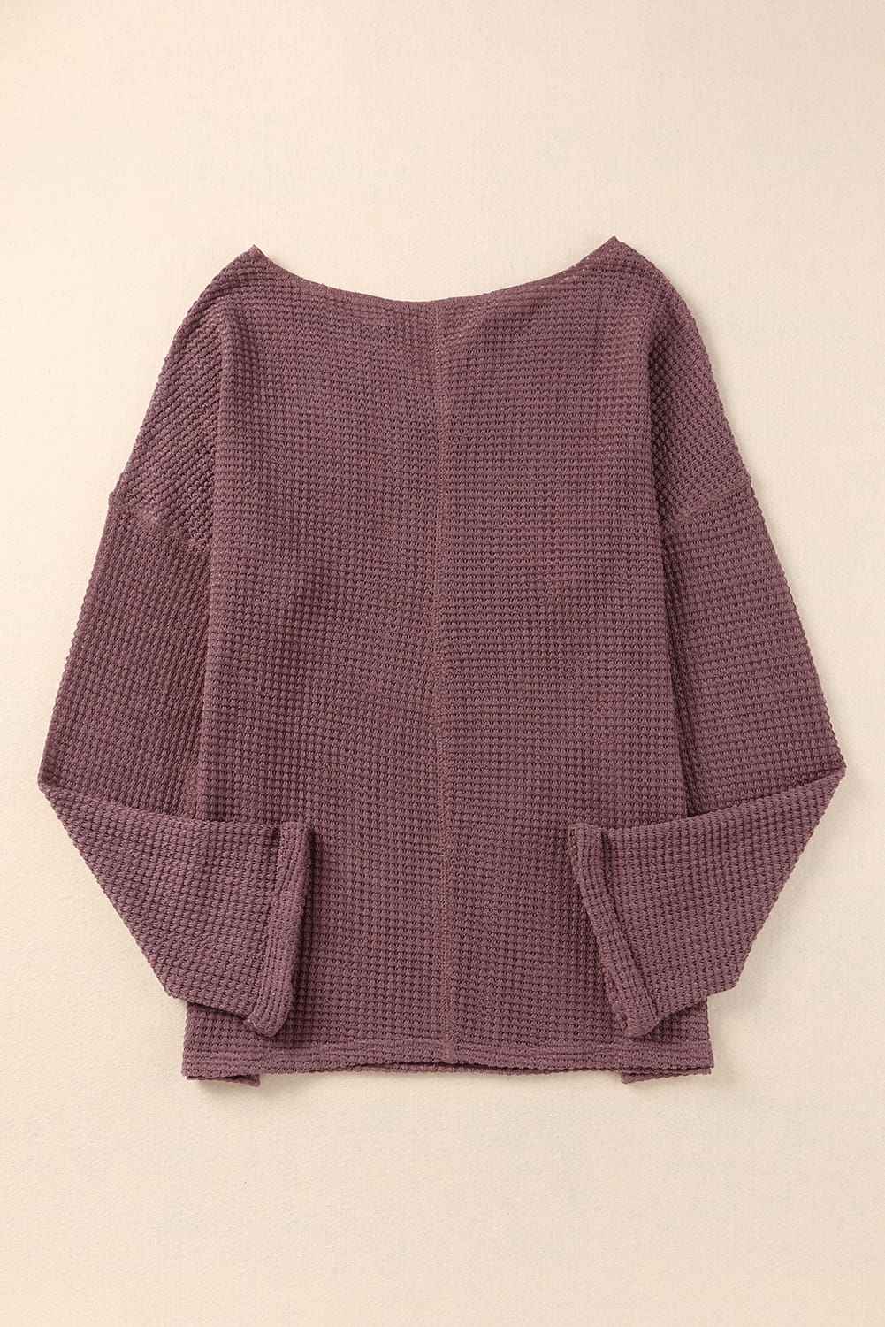 Solid Waffle Knit Long Sleeve Top
