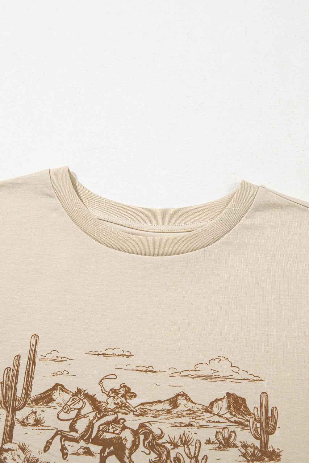 Beige LIVE YOUR BEST LIFE Crew Neck Graphic Tee