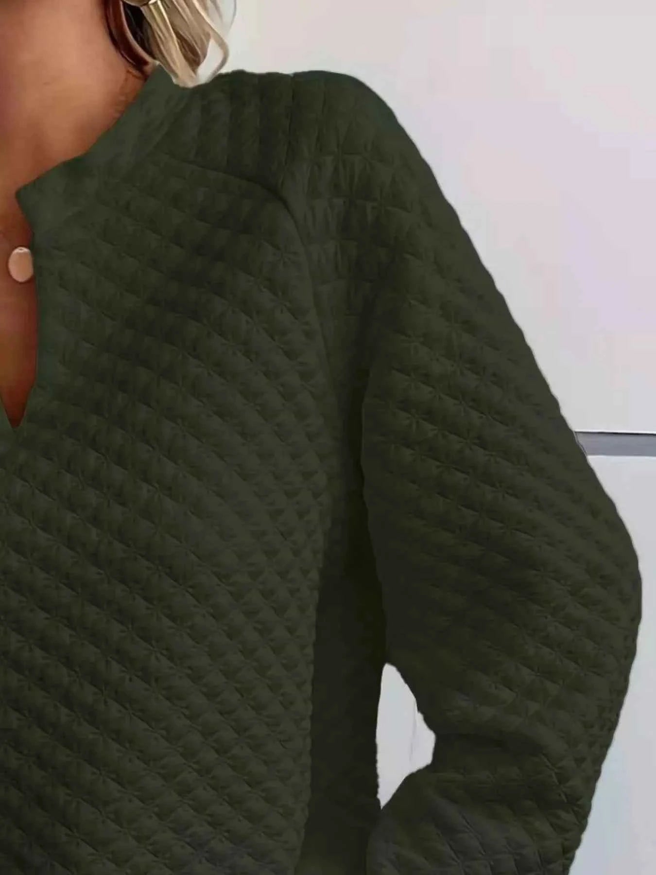 Notched Raglan Sleeve Sweatshirt