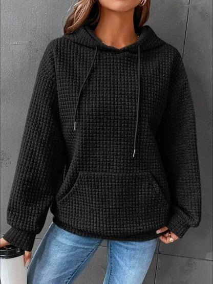 Waffle Knit Hoodie Women's Sweatshirt
