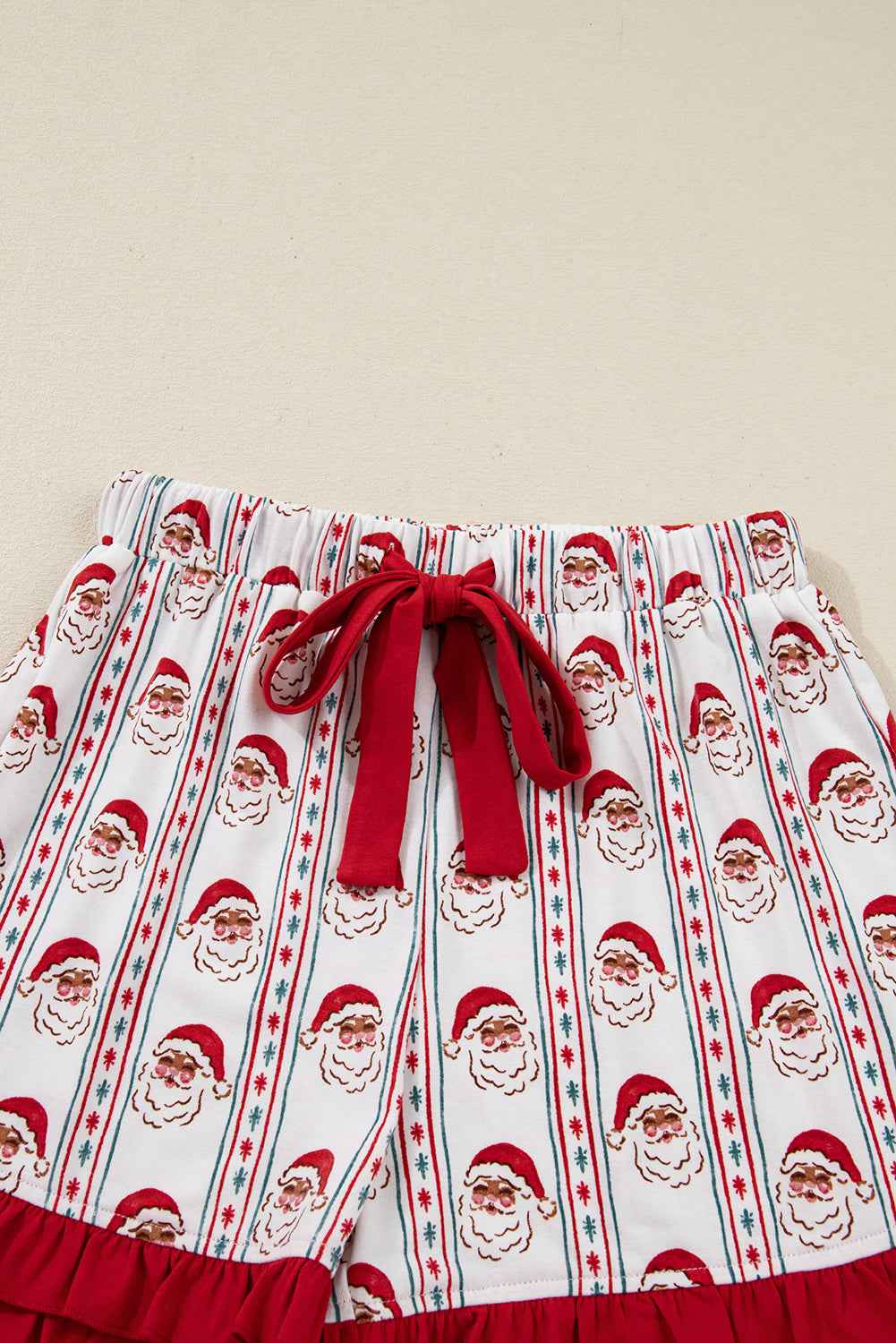 Christmas Santa Claus Ruffle Trim Pajama Set