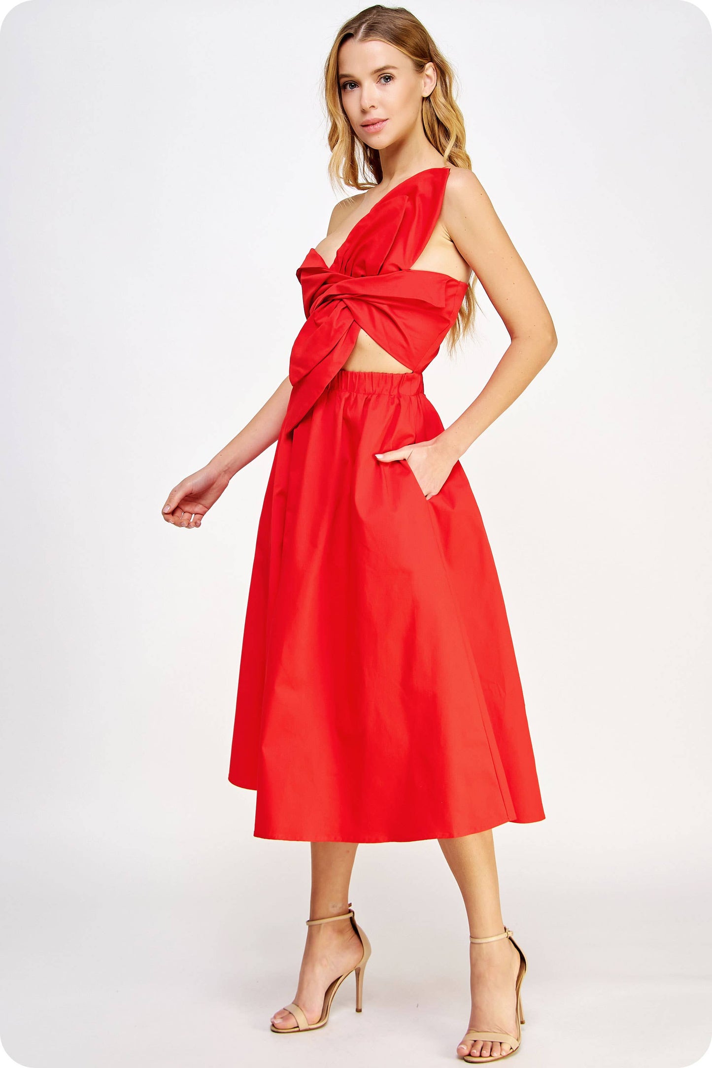 Red Knotted Bow Dress