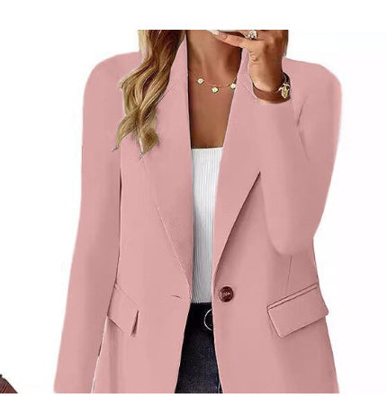 Women's Suit Jacket - Long Sleeve Solid Color Cardigan for Women