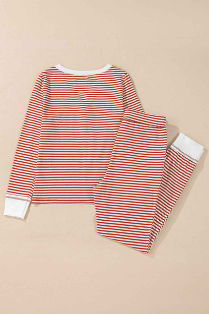 Stripe Top and Pants Christmas Lounge Set