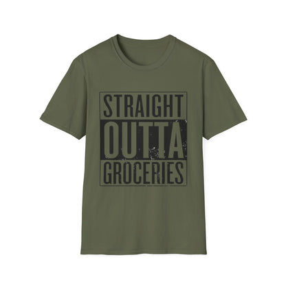 Straight Outta Groceries Unisex Softstyle Women's T-Shirt, Funny Tee, Casual Wear, Gift for Foodies, Humor Clothing