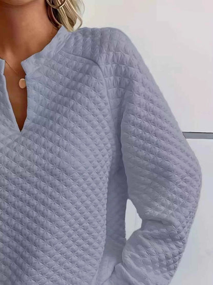 Notched Raglan Sleeve Sweatshirt