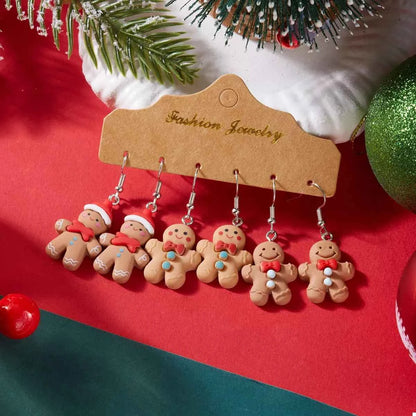 3 Piece Christmas Gingerbread Man Drop Earrings