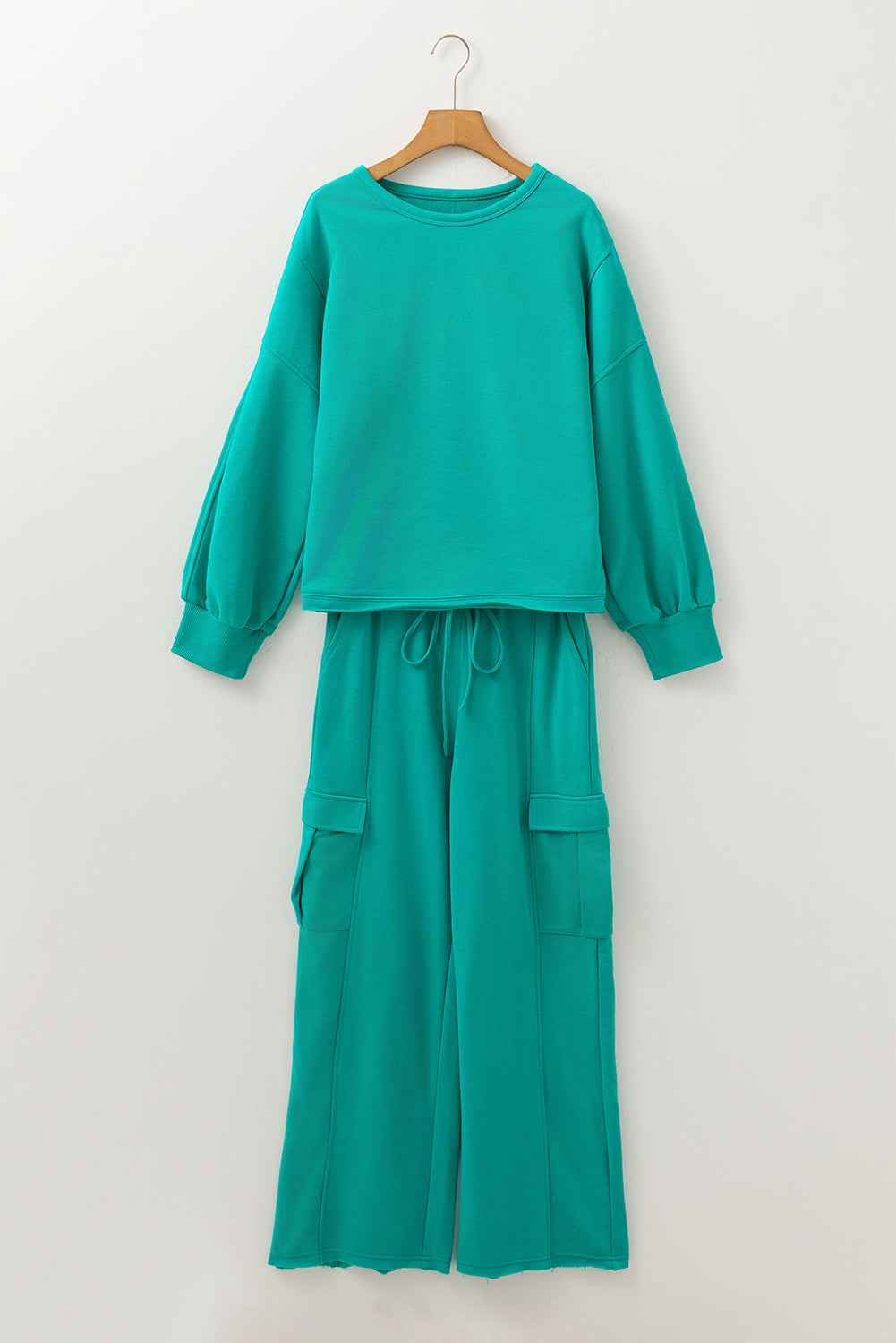 Solid Patchwork Top and Pants Set